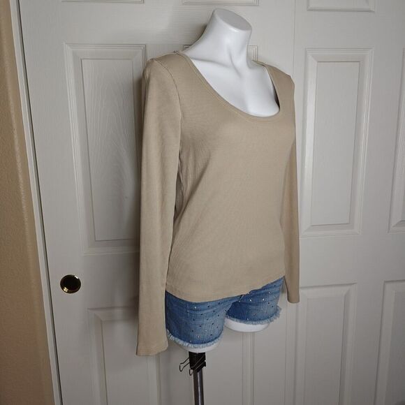 Universal Thread scoop neck ribbed long sleeve t-shirt sz L - Picture 3 of 8